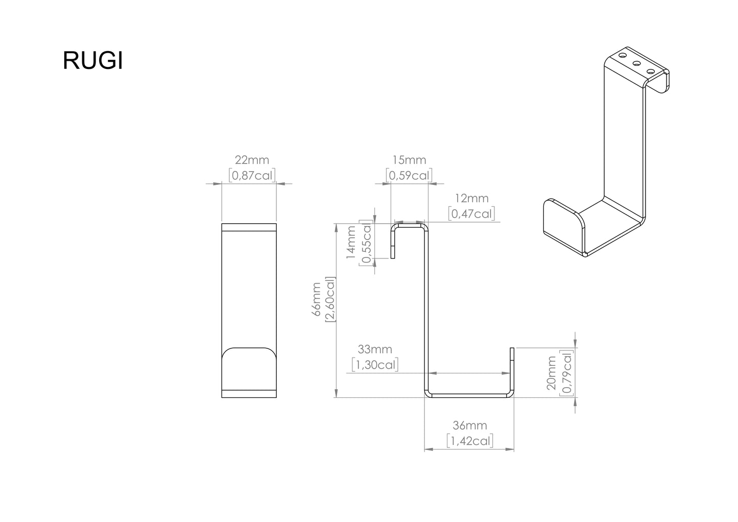 Schwarzer RUGI Heizkörperhaken (2er-Set)