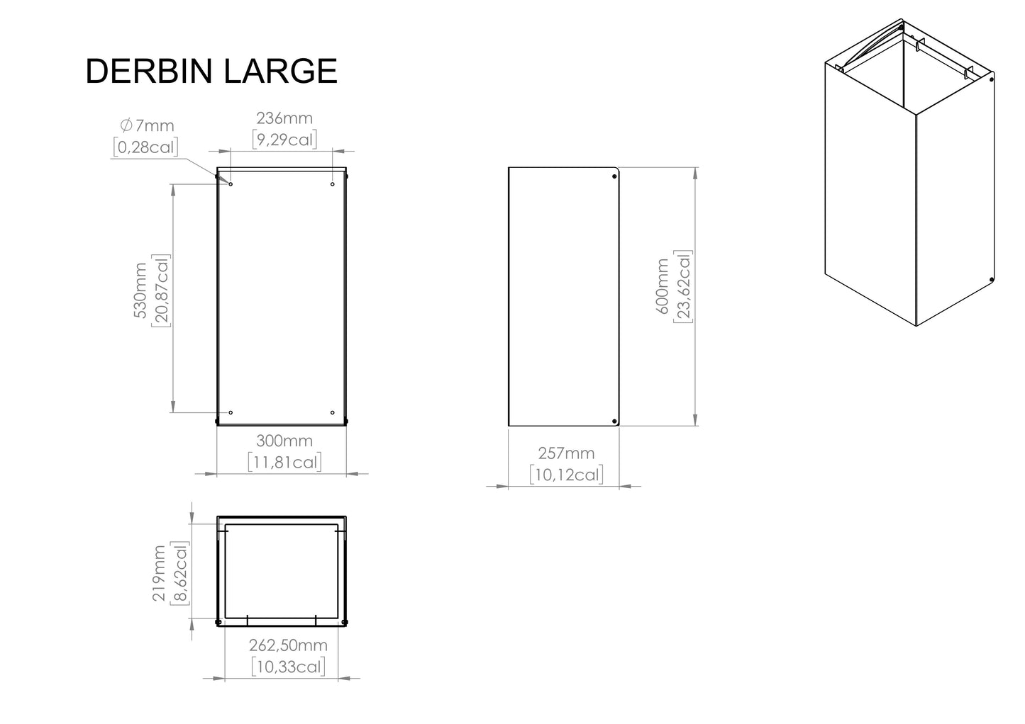 Weißer Hängeabfallbehälter DERBIN