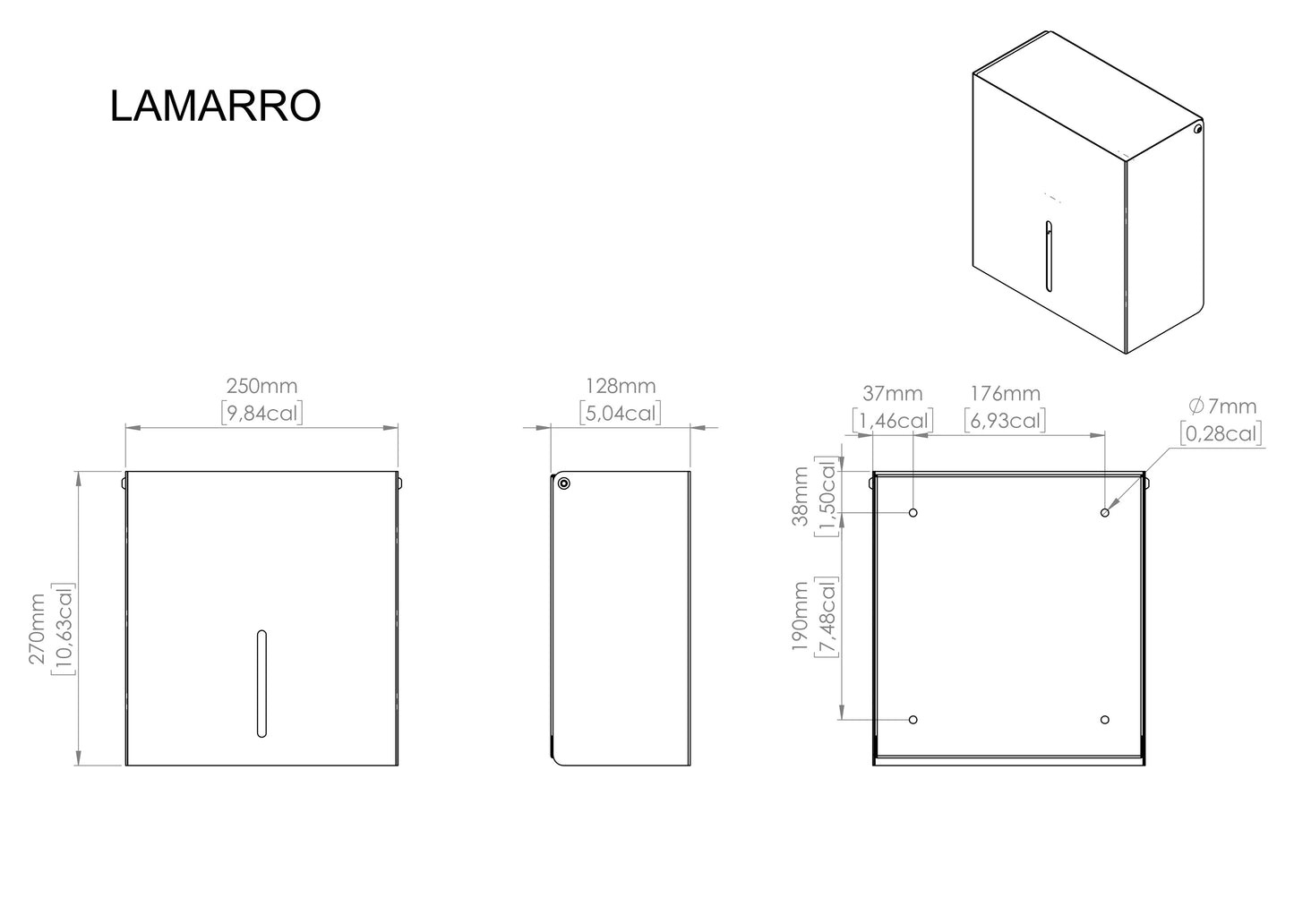 Schwarzer Toilettenpapierspender LAMARRO XL
