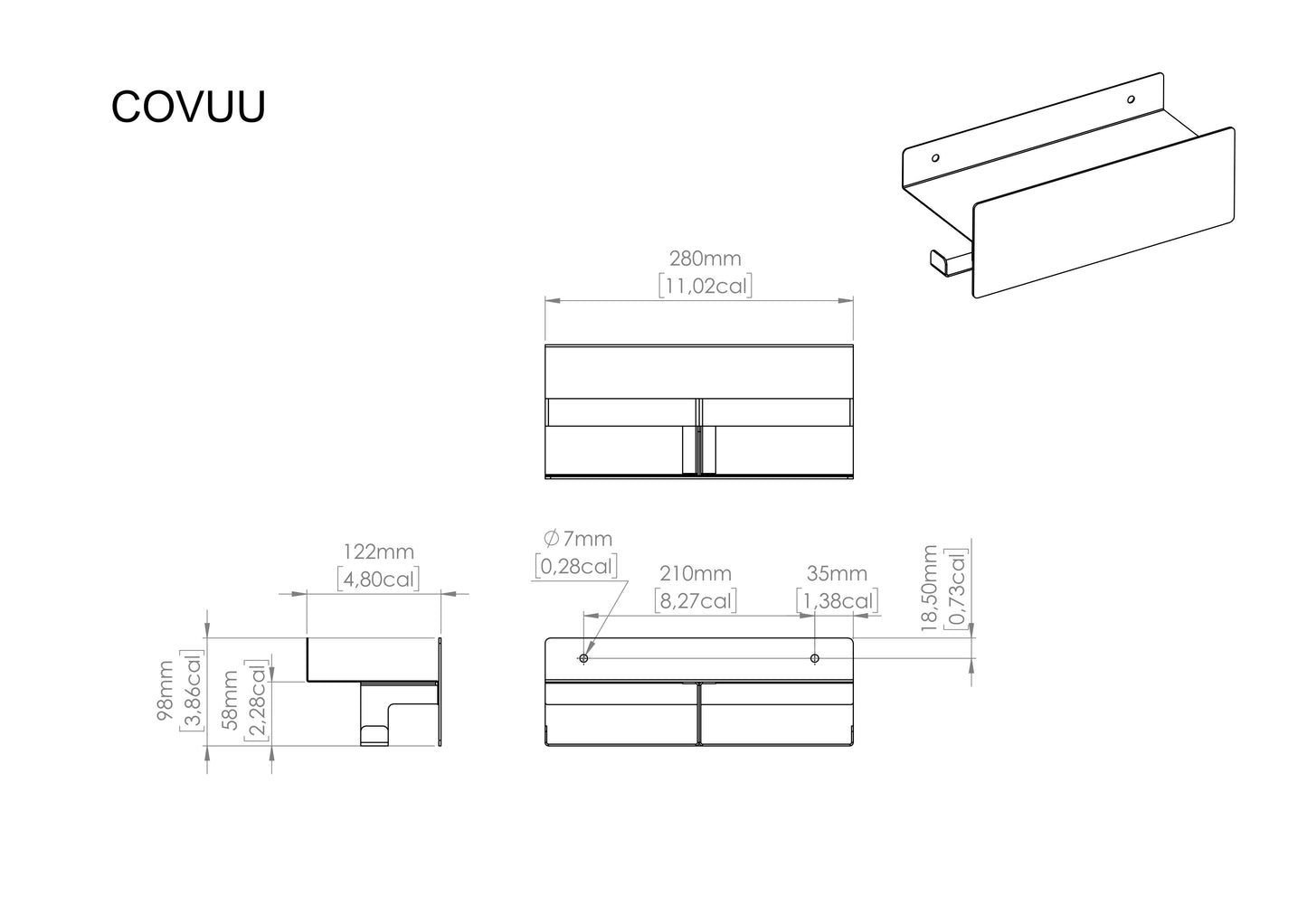 Weiße Ablage mit Toilettenpapierhalter COVUU