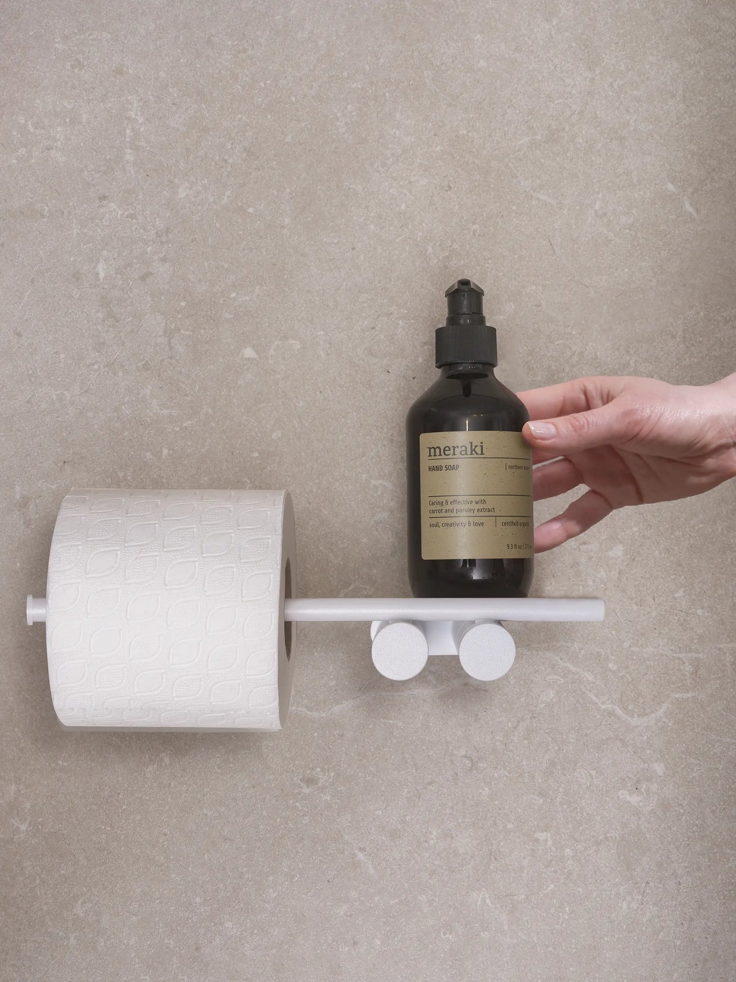 SERANI - Weißer Toilettenpapierhalter mit Ablage