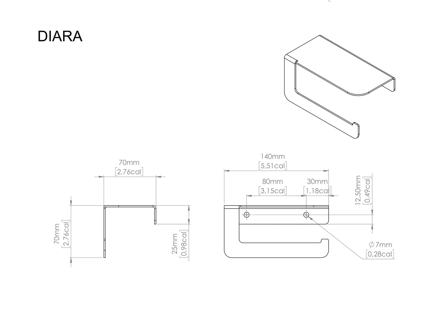 Gebürsteter Edelstahl DIARA Toilettenpapierhalter