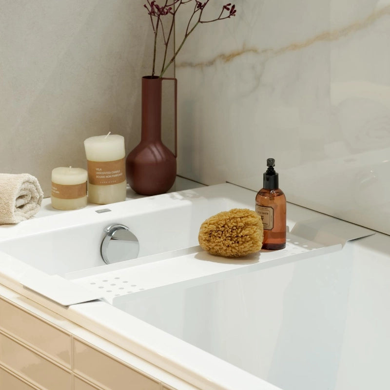 Weiße AMMOS Badewannenablage