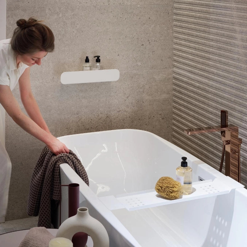 Weiße AMMOS Badewannenablage