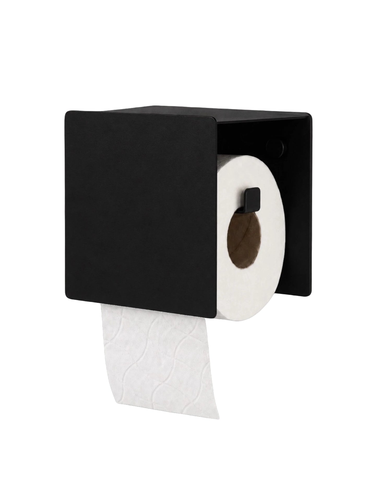 CUBO schwarzer Toilettenpapierhalter mit Ablage