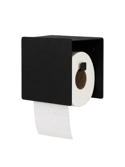 CUBO schwarzer Toilettenpapierhalter mit Ablage
