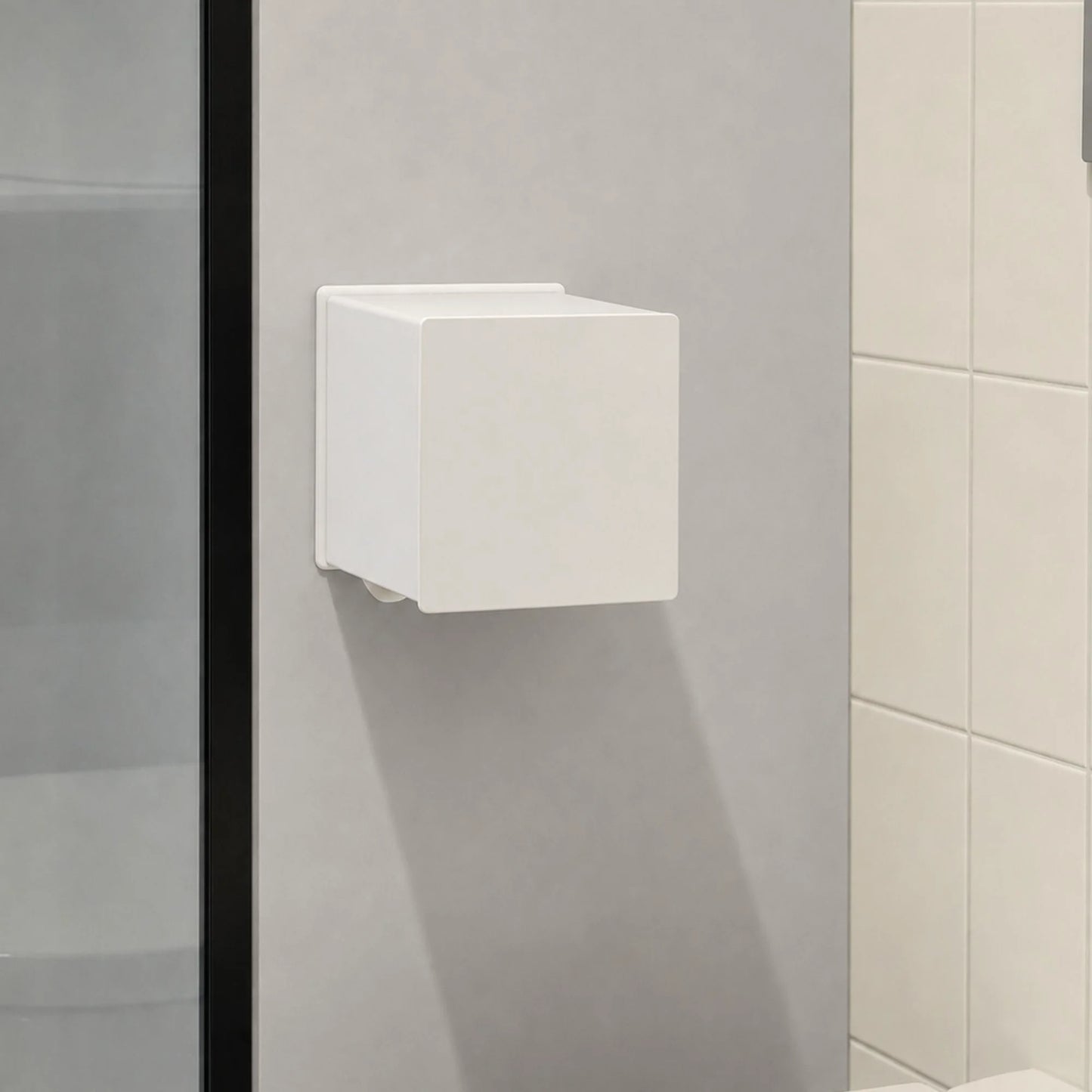 CUBO weißer Toilettenpapierhalter mit Ablage