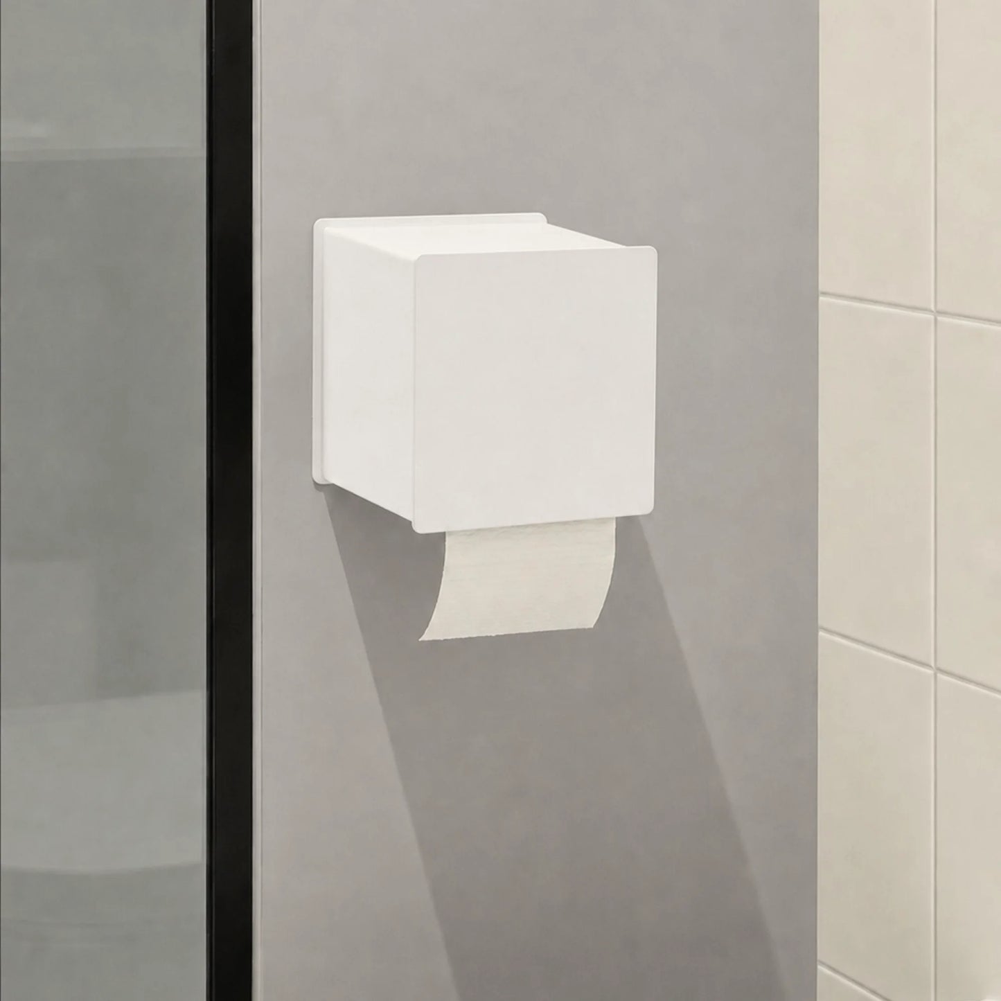 CUBO weißer Toilettenpapierhalter mit Ablage