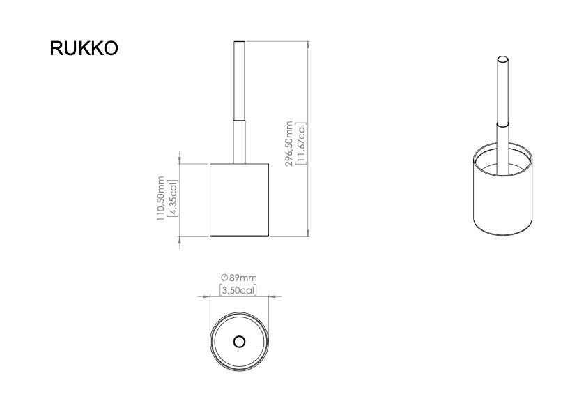 Weiße WC-Bürste RUKKO ohne Deckel