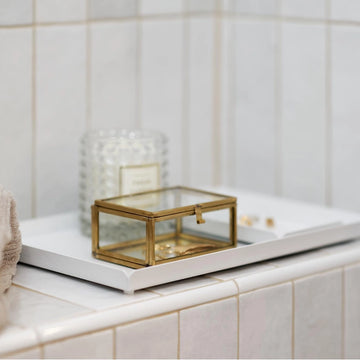Weißes LARS MEDIUM Badezimmer-Tablett – DABSTORY